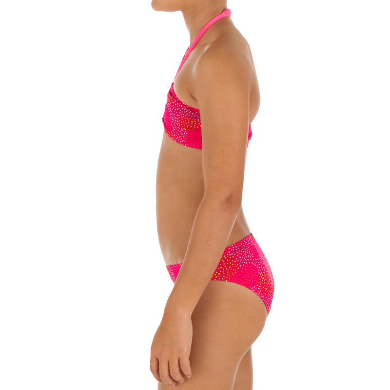 Maillot de bain 2 pièces fille bandeau POMPON ROSE