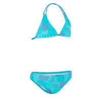 Girls' Two-Piece Triangle Bikini Swimsuit - Pompom Blue