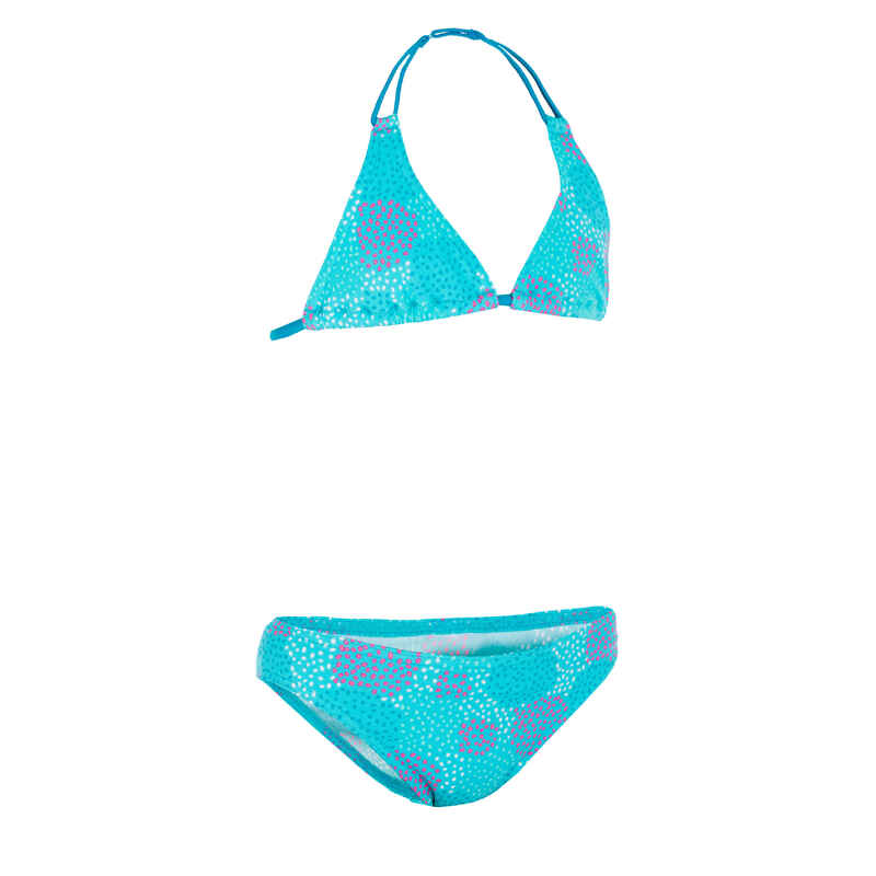 Girls' Two-Piece Triangle Bikini Swimsuit - Pompom Blue