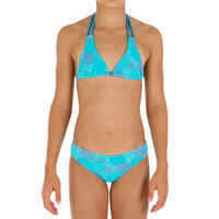 Girls' Two-Piece Triangle Bikini Swimsuit - Pompom Blue
