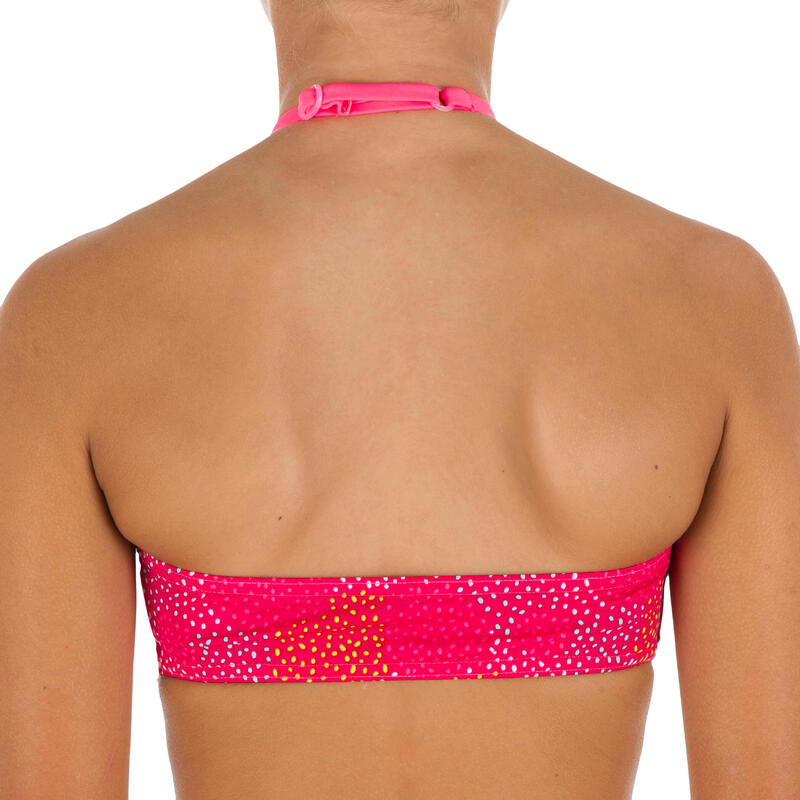 Maillot de bain 2 pièces fille bandeau POMPON ROSE