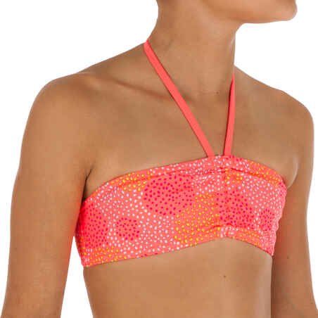 Girls' Two-Piece Bandeau Swimsuit - Pompom Neon