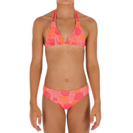 Girls' Two-Piece Triangle Bikini Swimsuit - Pompom Neon