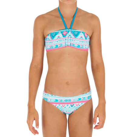 Girls' Two-Piece Bandeau Swimsuit - Geo Blue