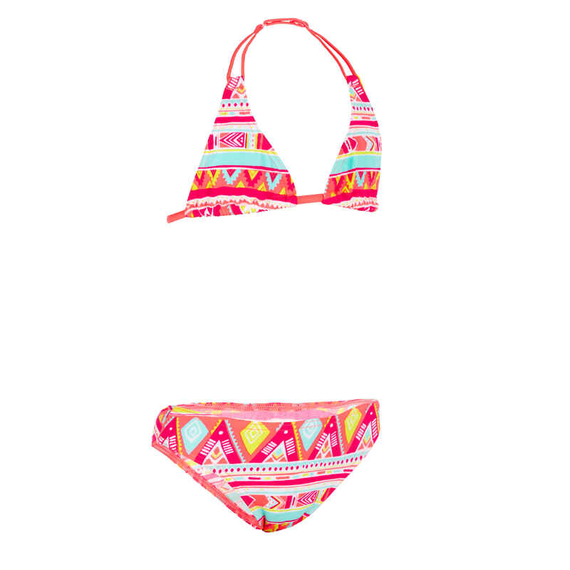 Girls' Two-Piece Triangle Swimsuit - Geo Neon