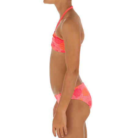 Girls' Two-Piece Bandeau Swimsuit - Pompom Neon