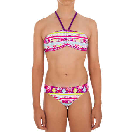 Girls' Two-Piece Bandeau Swimsuit - Geo Purple