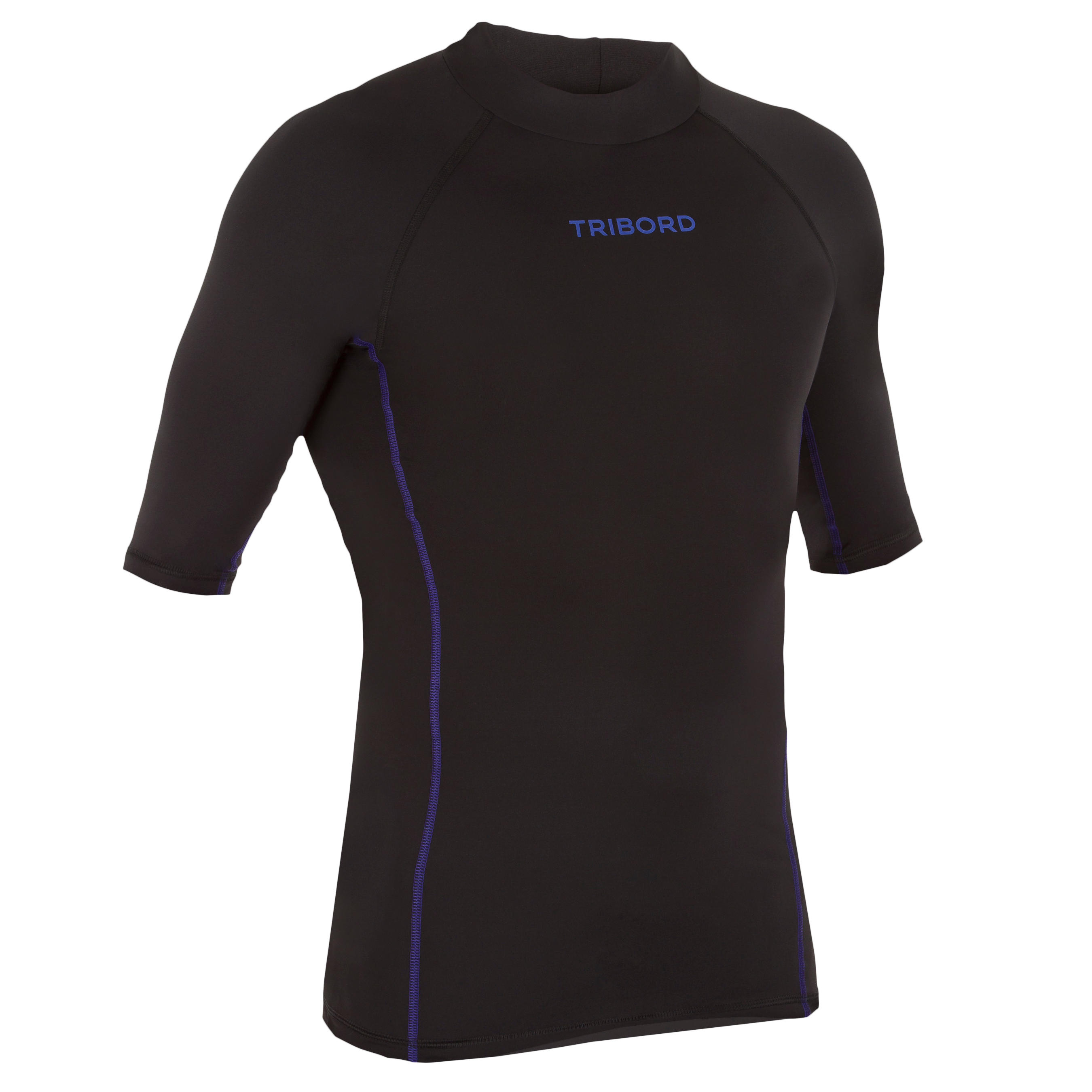 TRIBORD 500 Men's Short Sleeve UV Protection Surfing Top T-Shirt - Black