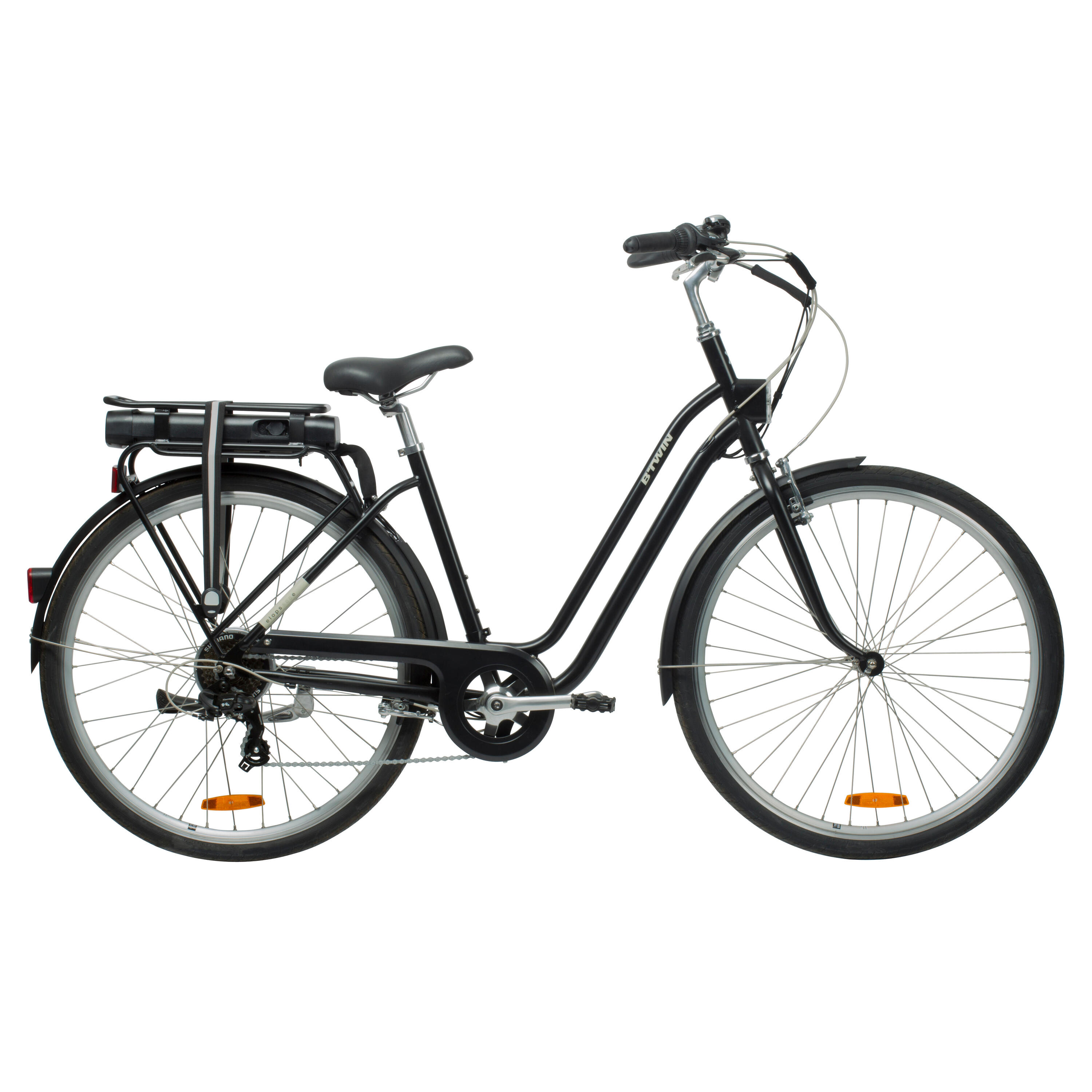 ELOPS Elektrische fiets / E-bike dames Elops 500 E stadsfiets laag frame zwart
