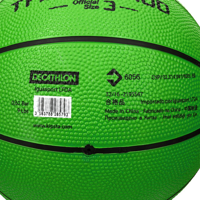 Tarmak 100 Kids Size 3 Basketball Green
