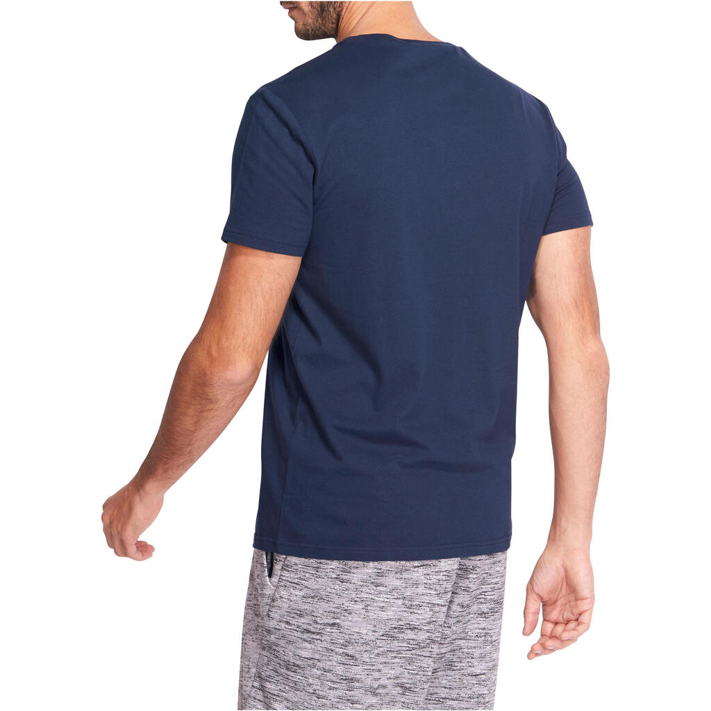 T-Shirt Sportee 100 Regular Gym Stretching Herren marineblau