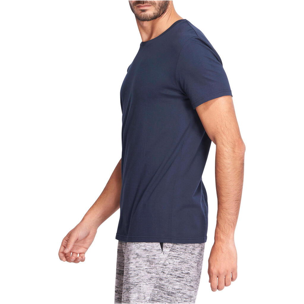 T-Shirt Sportee 100 Regular Gym Stretching Herren marineblau