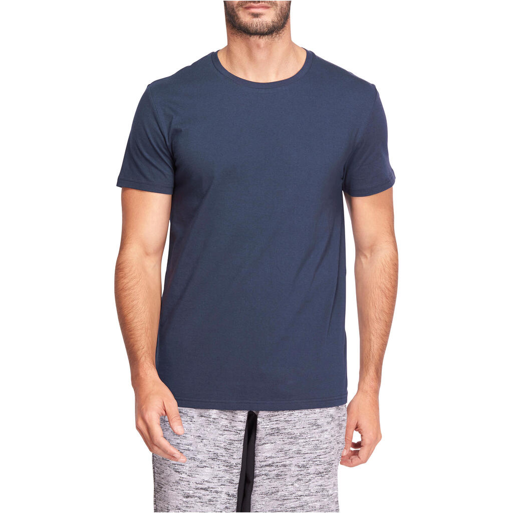 T-Shirt Sportee 100 Regular Gym Stretching Herren marineblau