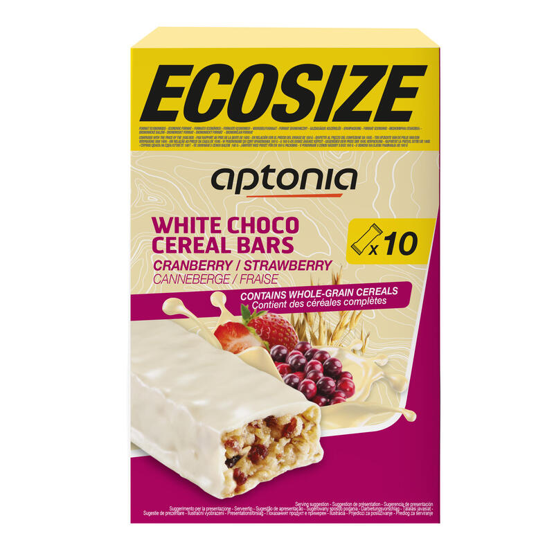 Barre de céréales enrobée ECOSIZE Chocolat Blanc Fraise Cranberries 10x32g
