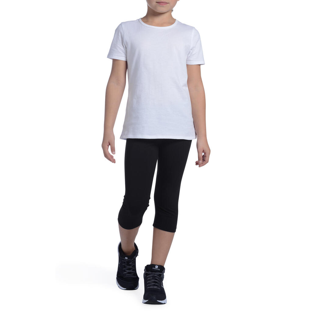 100 Girls' Gym Cropped Bottoms - Black
