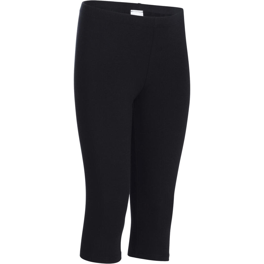 100 Girls' Gym Cropped Bottoms - Black