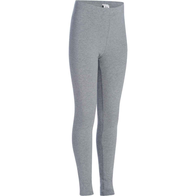 100 Girls' Gym Leggings - Light Grey