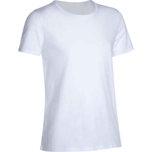 
      Girls' 100 Short-Sleeved Gym T-Shirt - White
  