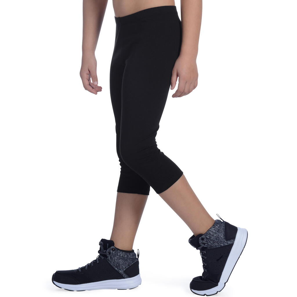 100 Girls' Gym Cropped Bottoms - Black