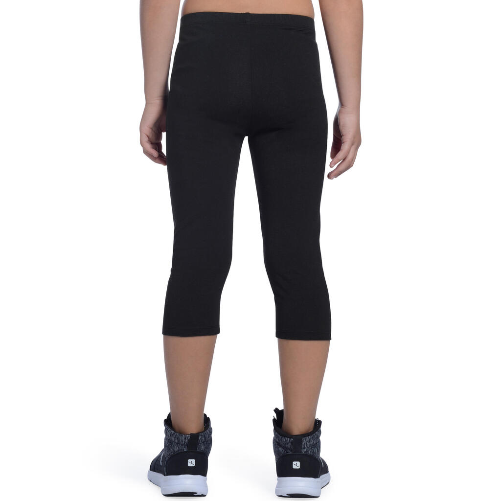 100 Girls' Gym Cropped Bottoms - Black