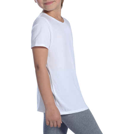 Camiseta Básica Manga Corta 100 Niña/Niño blanco