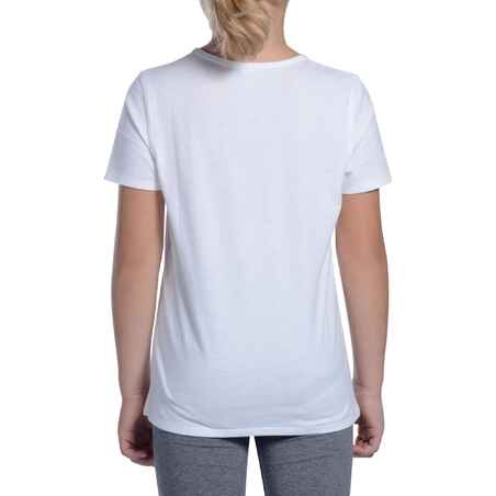 Camiseta Básica Manga Corta 100 Niña/Niño blanco