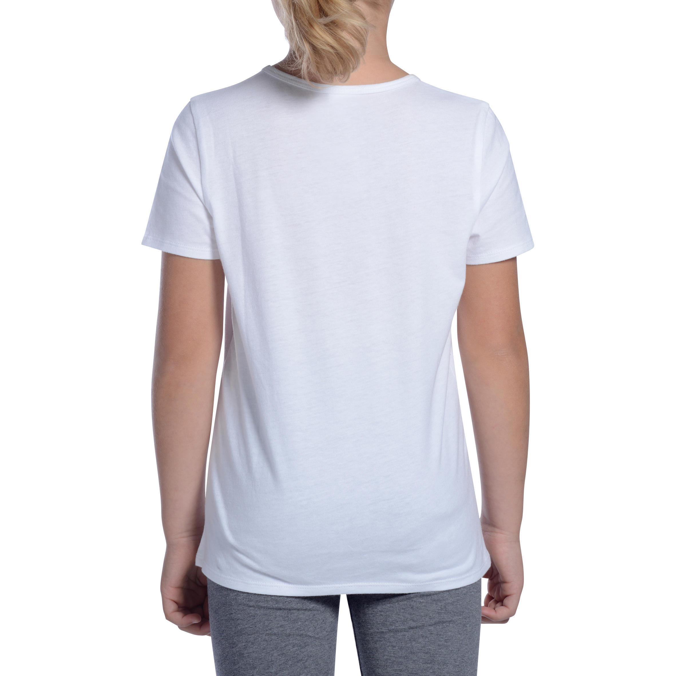 Girls' 100 Short-Sleeved Gym T-Shirt - White 4/9