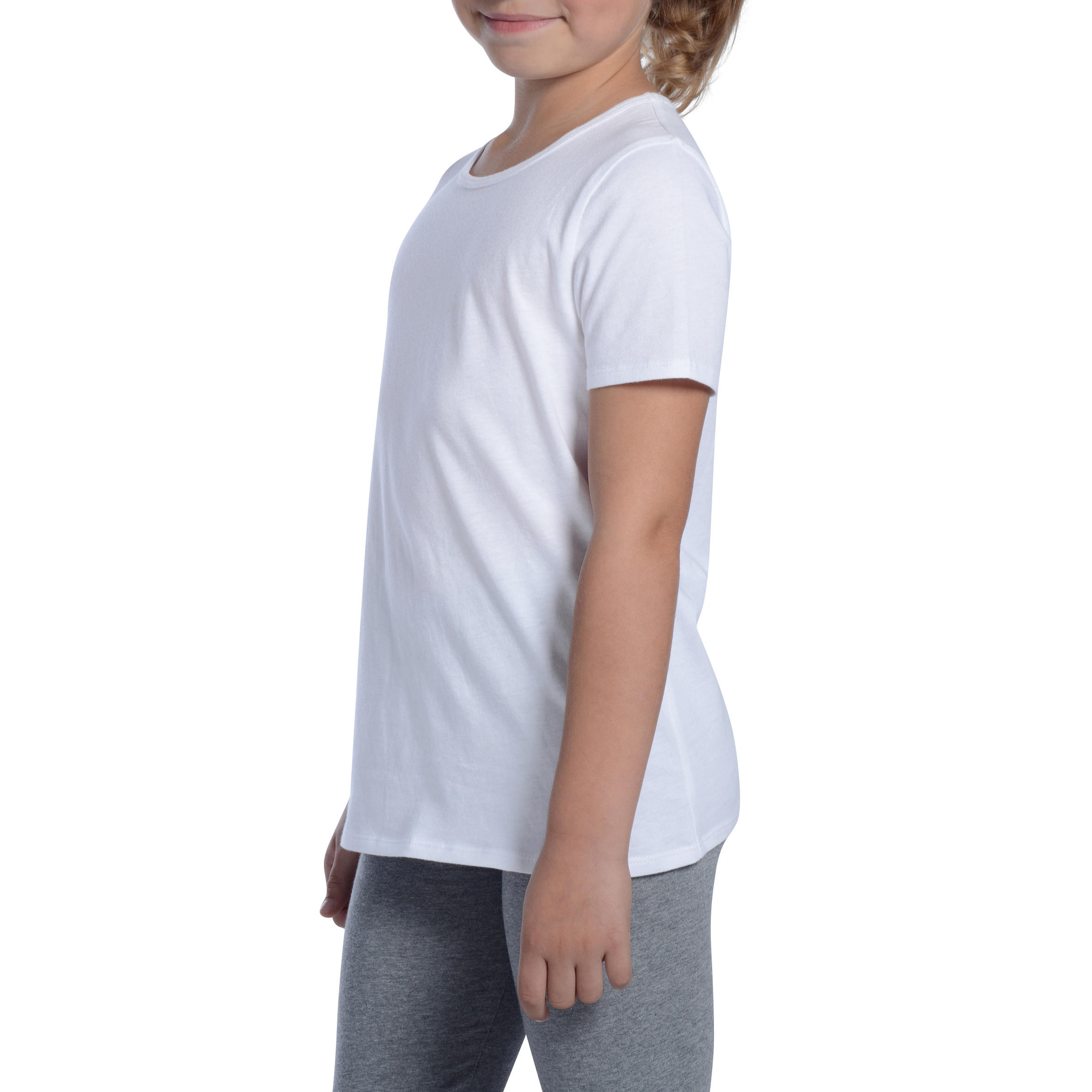 Girls' 100 Short-Sleeved Gym T-Shirt - White 5/9