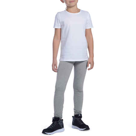 100 Girls' Gym Leggings - Light Grey