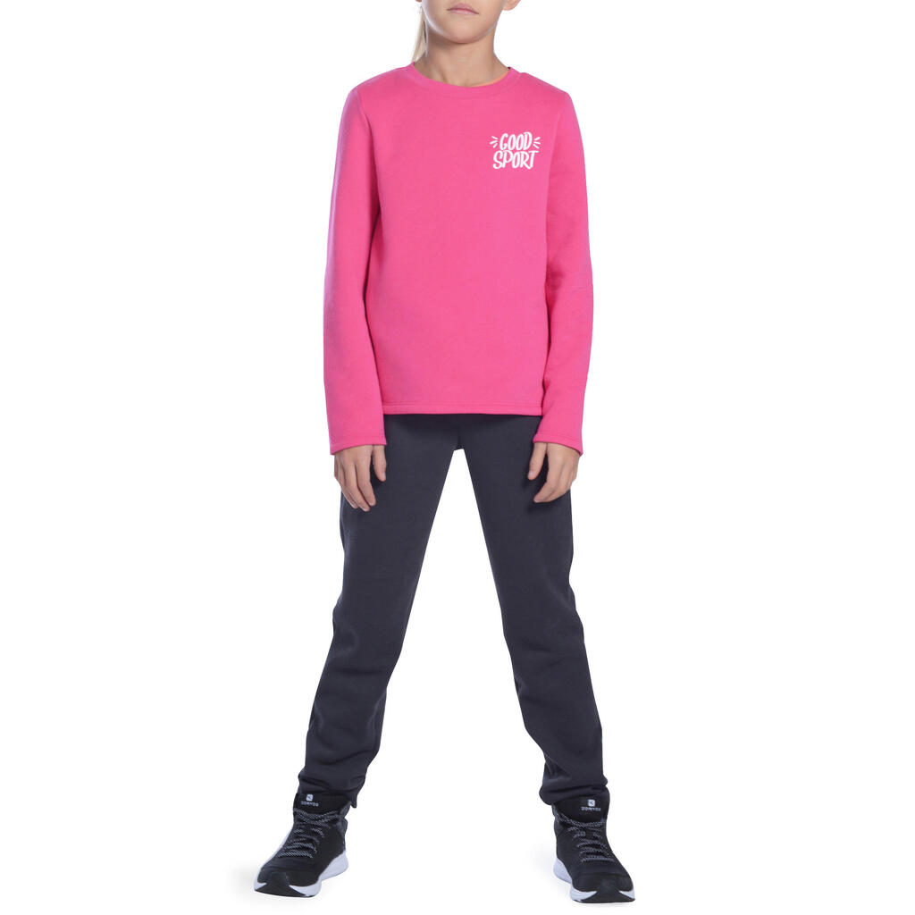 Jogginganzug 100 Warm'Y Gym Kinder rosa mit Print