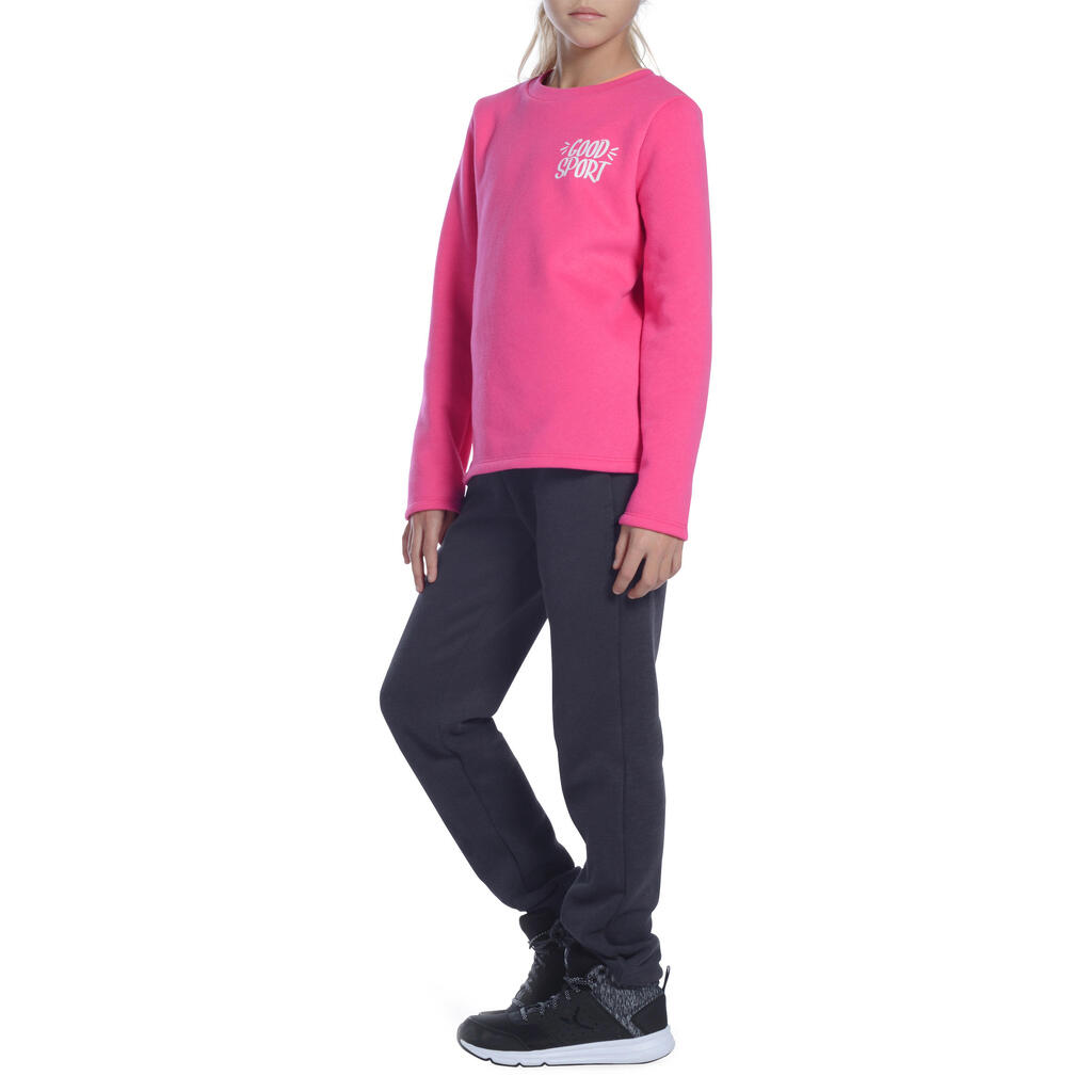 Jogginganzug 100 Warm'Y Gym Kinder rosa mit Print