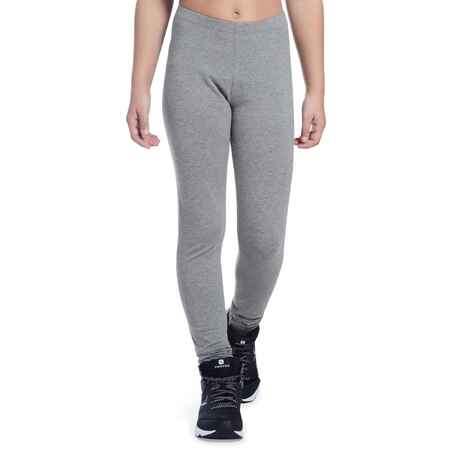 100 Girls' Gym Leggings - Light Grey