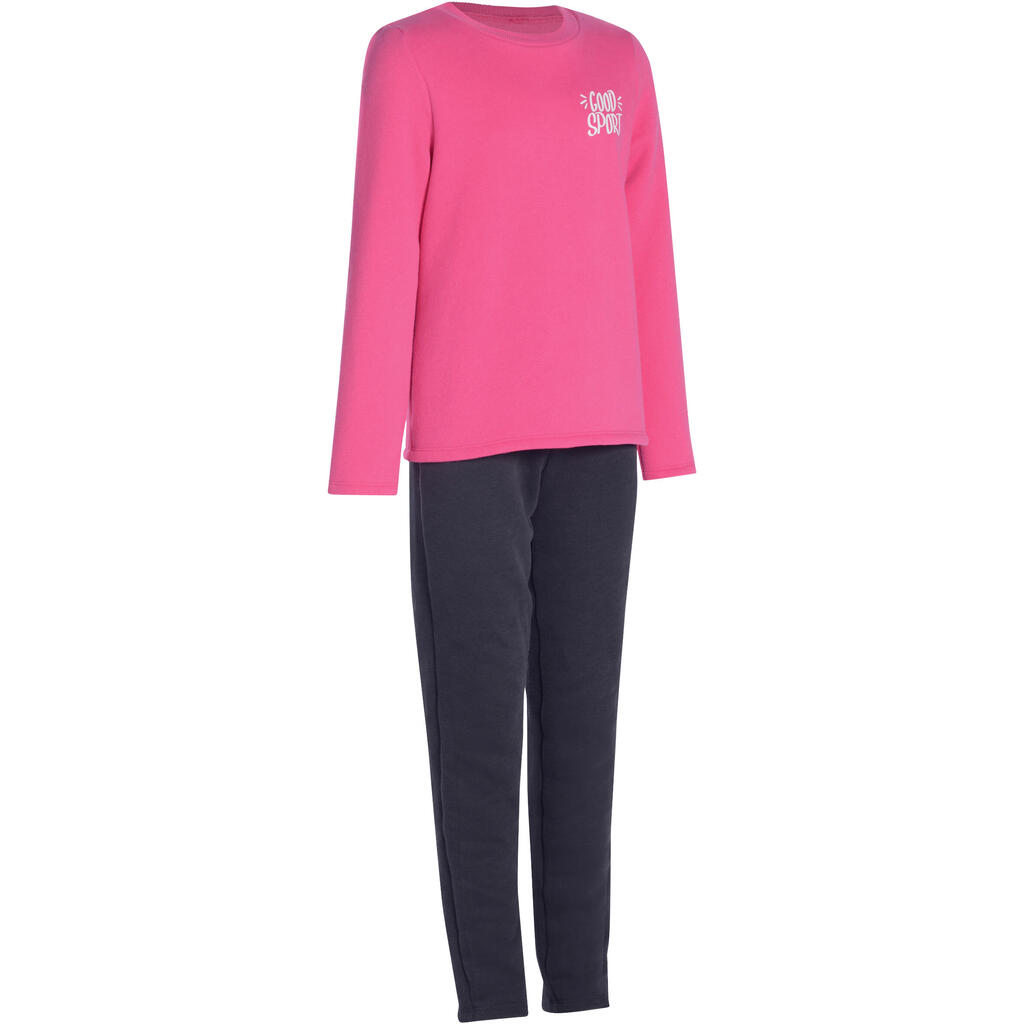 Jogginganzug 100 Warm'Y Gym Kinder rosa mit Print
