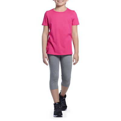 T-Shirt manches courtes 100 Gym Fille rose