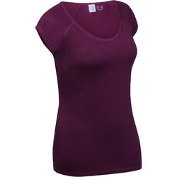 Tee-shirt manches courtes AIR+, fitness femme, bordeaux