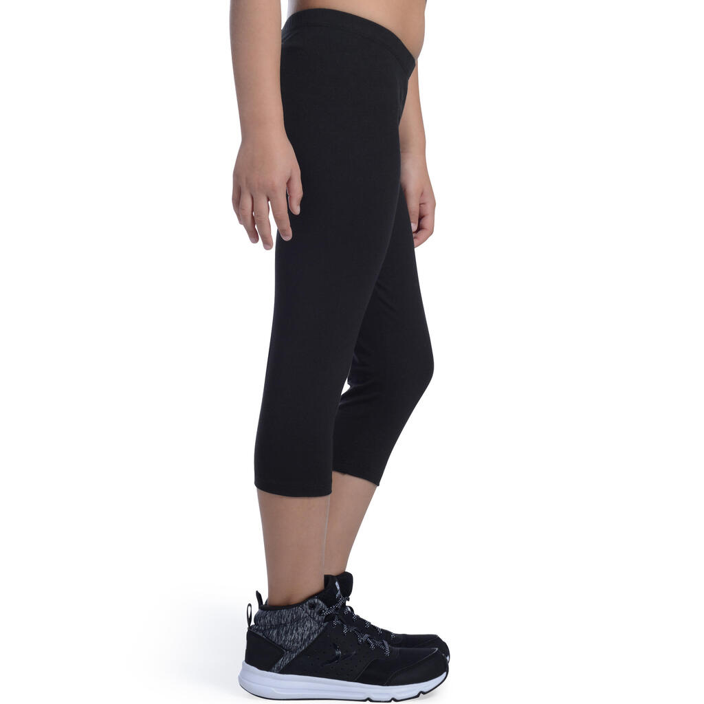 100 Girls' Gym Cropped Bottoms - Black