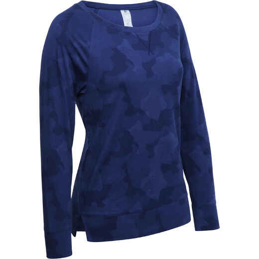 
      Air+ Women's Fitness Long-sleeved Print T-shirt - Dark Blue Camouflage
  