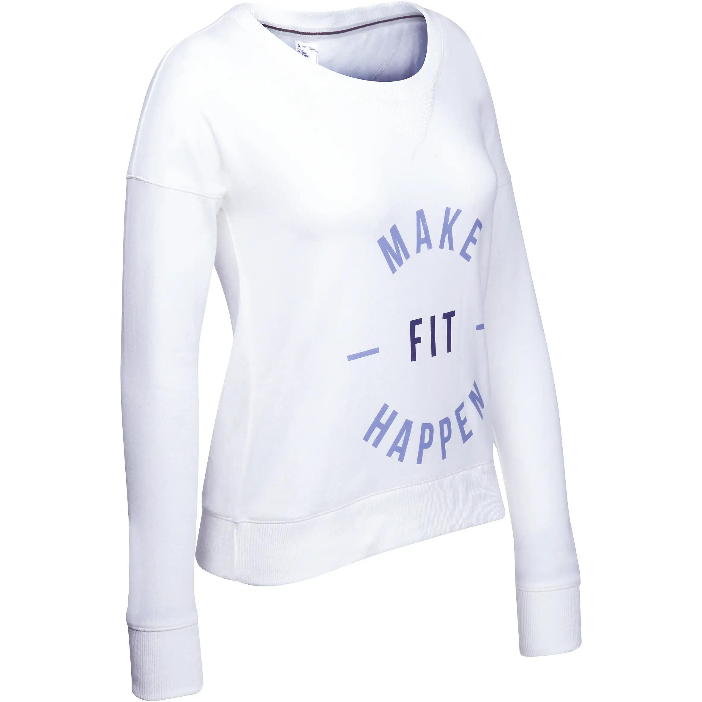 Women's Fitness Round-neck Print Sweatshirt - Cream 1/15