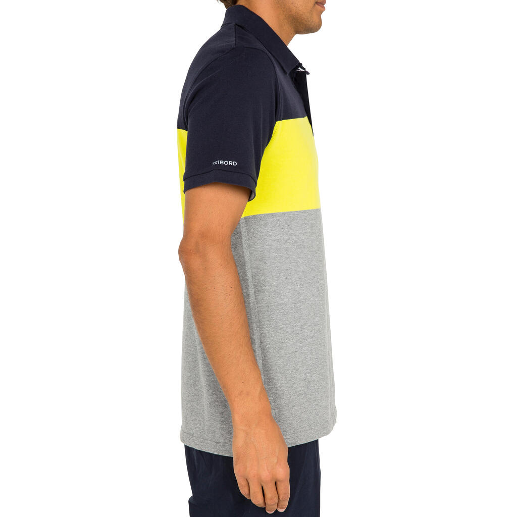 100 Men's Sailing Polo Shirt - Grey/Yellow