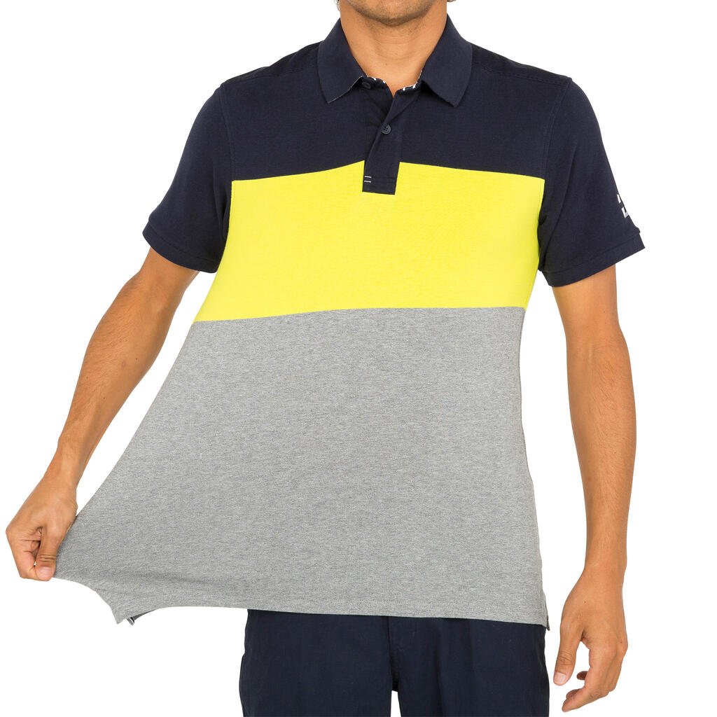 100 Men's Sailing Polo Shirt - Grey/Yellow