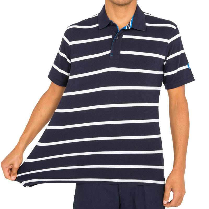 Polo Manches courtes Voile aventure 100 Rayé Homme Bleu foncé