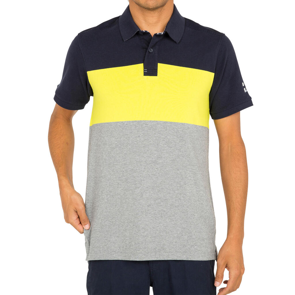 100 Men's Sailing Polo Shirt - Grey/Yellow