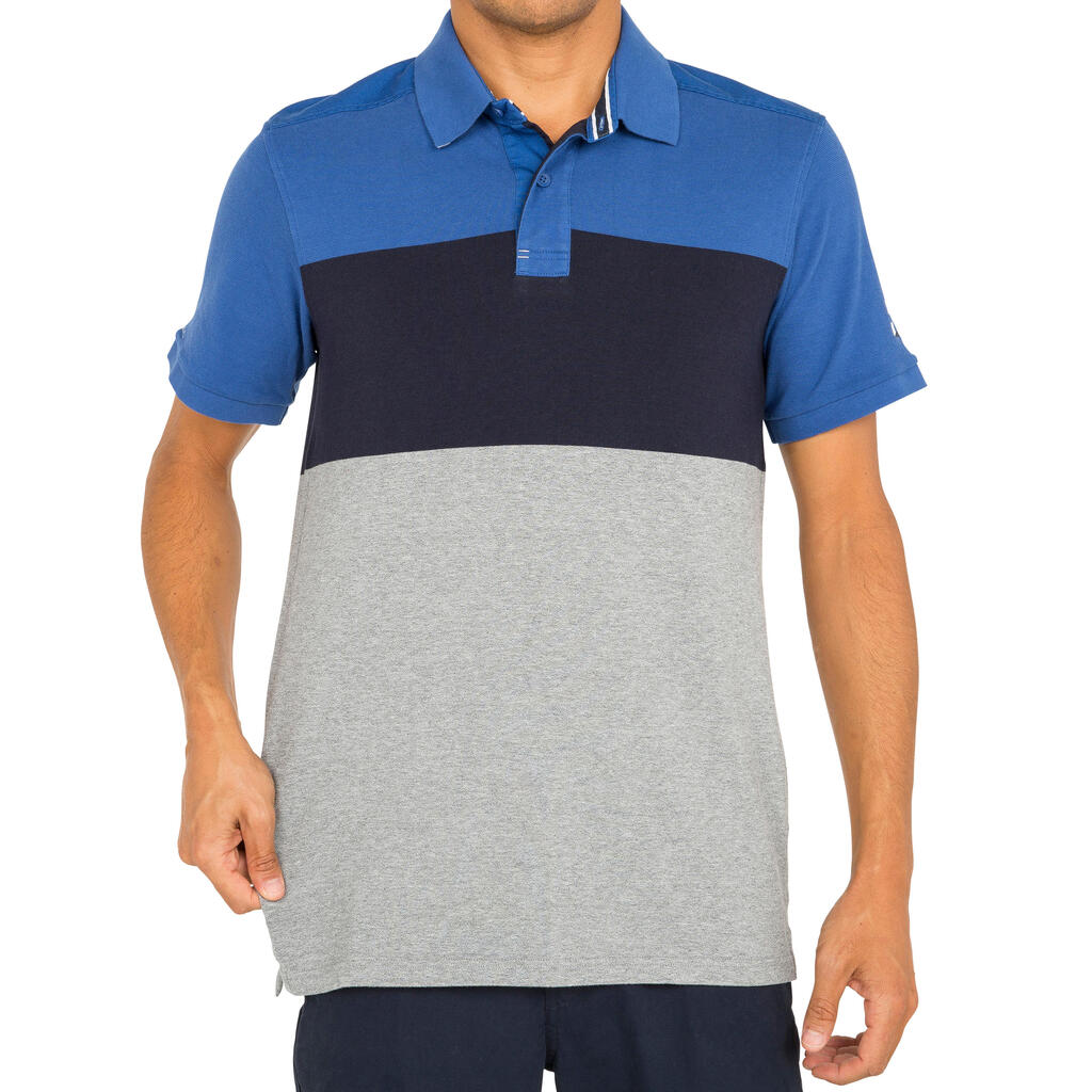 Poloshirt Segeln 100 Herren grau/blau