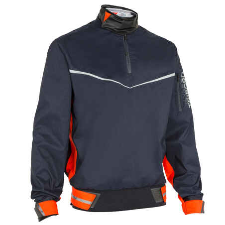 Men's Sailing Windproof Smock Dinghy 500 - Dark Blue/Orange