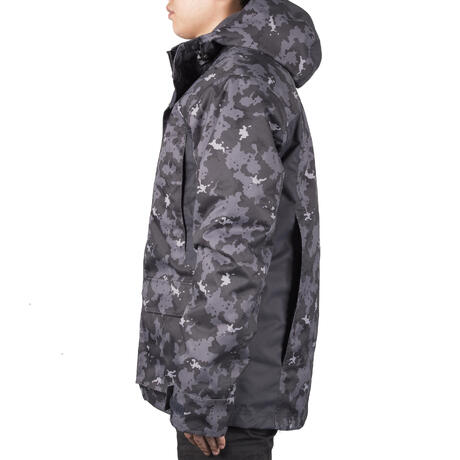 Parka chasse imperméable chaude 500 camouflage island noir ...