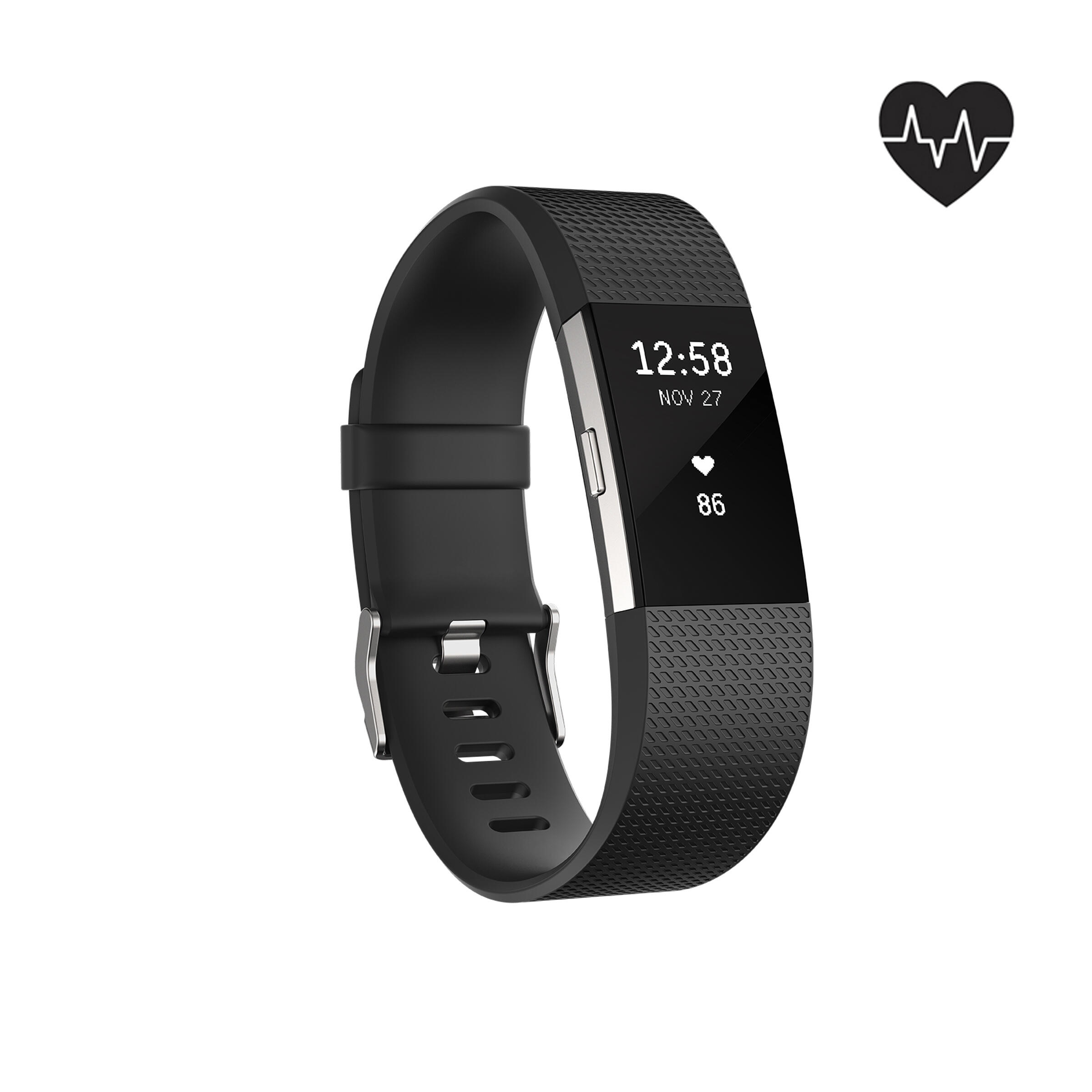 Fitbit Charge 2 Activity Tracker Wristband With Heart Rate On The Wrist Black (size L)