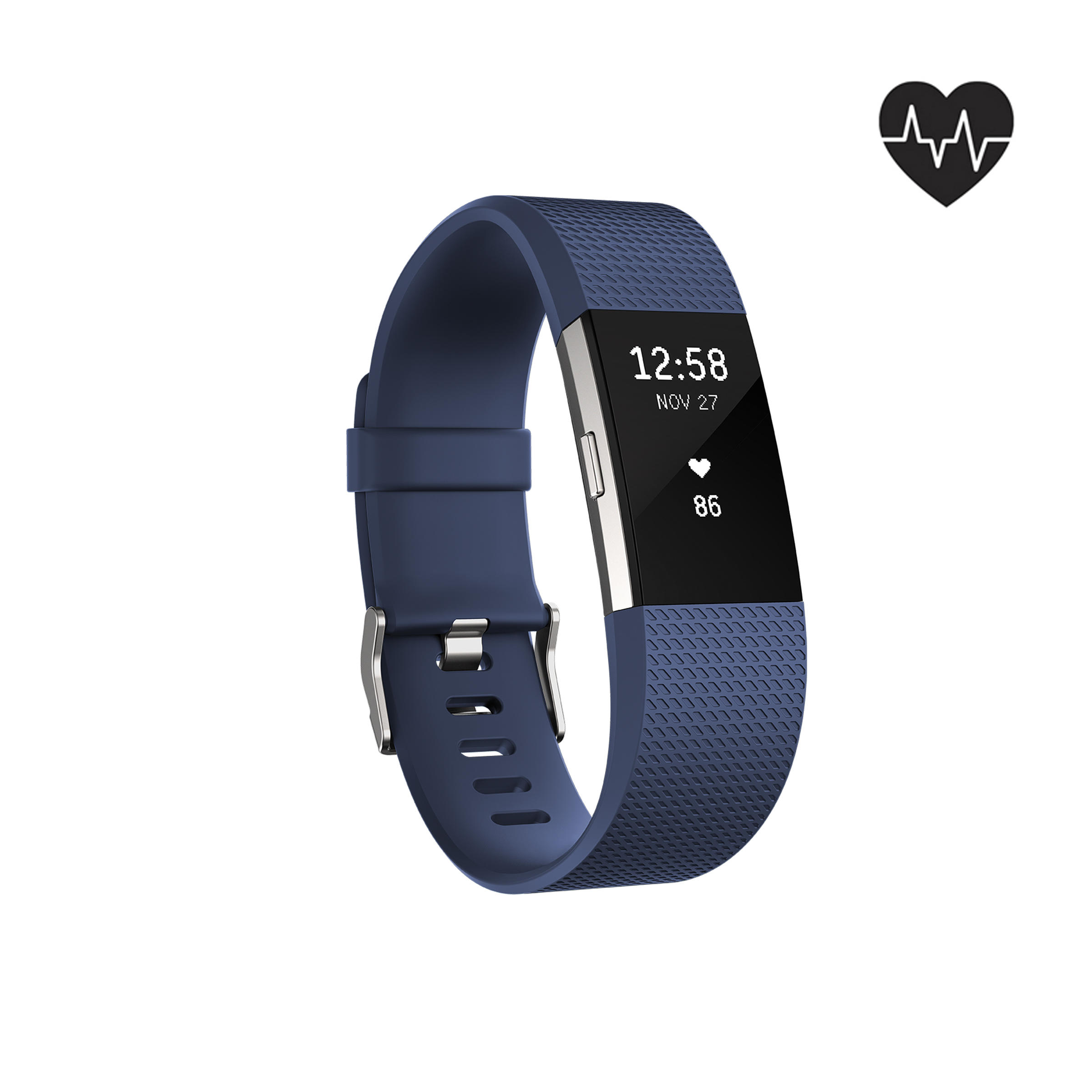 FITBIT Charge 2 activity tracker wristband with heart rate on the wrist blue (size L)