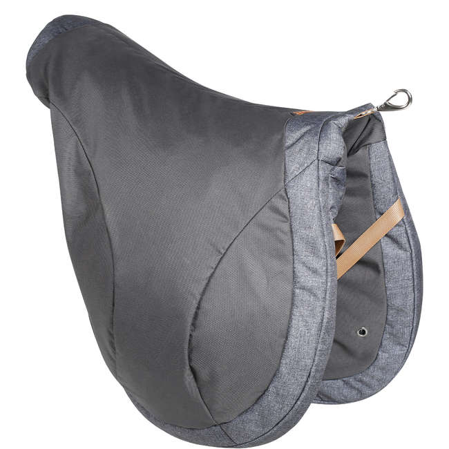 FOUGANZA Horse Riding Saddle Bag Mottled Grey/Camel