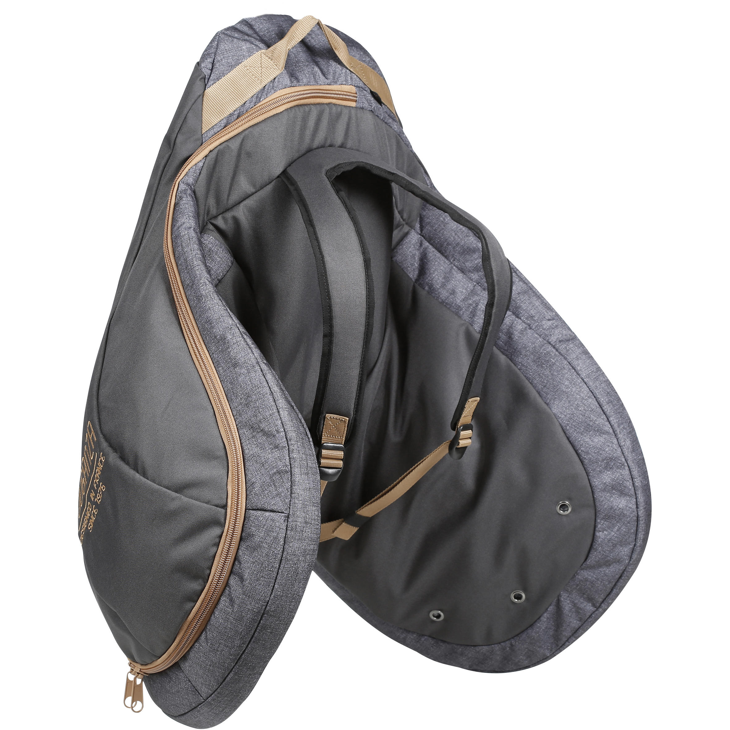 Horse Riding Saddle Bag - Mottled Grey/Camel 3/4