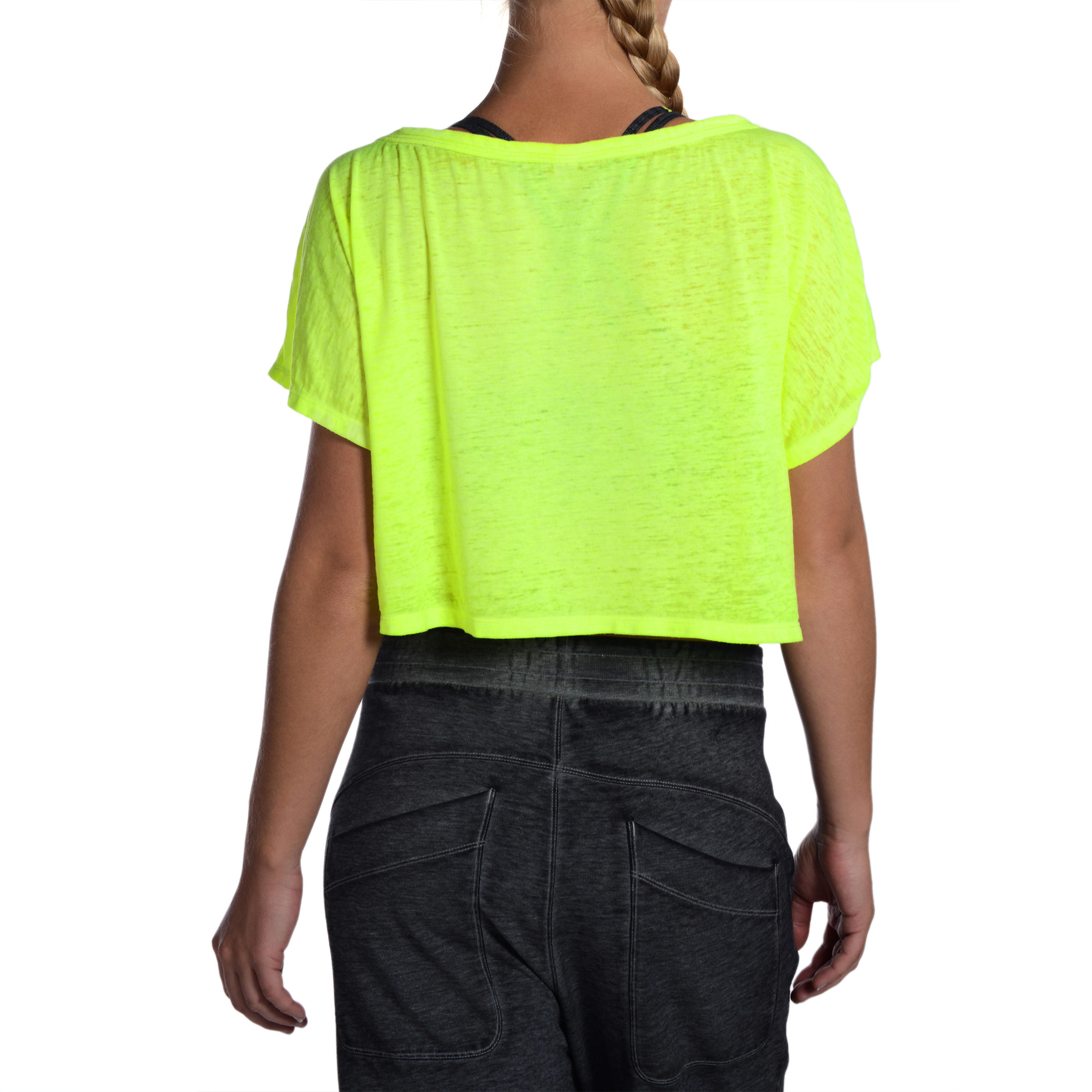 tee shirt femme jaune fluo